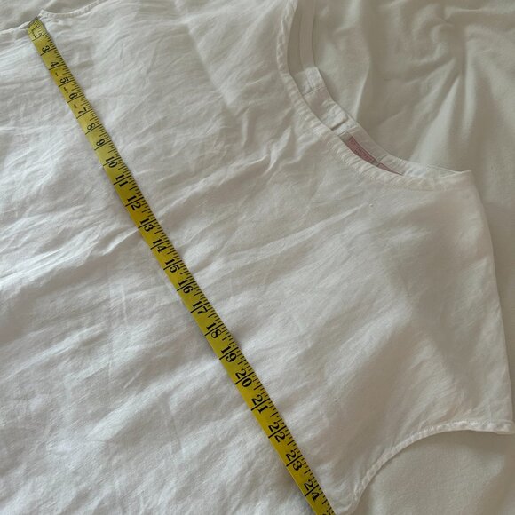 St. Tropez West 100% White Linen Short Sleeve Blouse Button up back detail Large - Picture 5 of 6